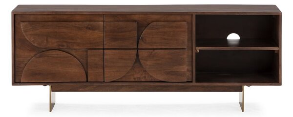 Brązowa szafka pod TV z litego drewna mango 145x55x40 cm Trisha – MOME