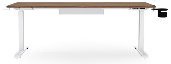 Biurko elektryczne z regulacją wysokości ergonomiczne białe/orzech,1600x800 mm: ARIA