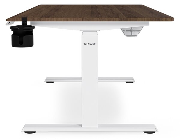 Biurko elektryczne z regulacją wysokości ergonomiczne białe/orzech,1600x800 mm: ARIA