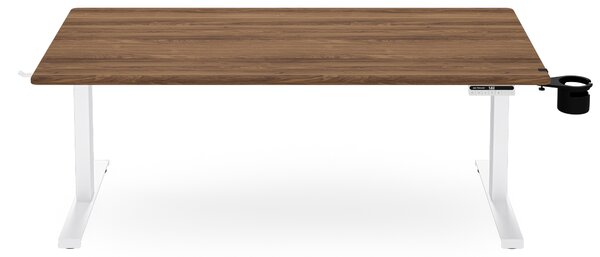 Biurko elektryczne z regulacją wysokości ergonomiczne białe/orzech,1600x800 mm: ARIA