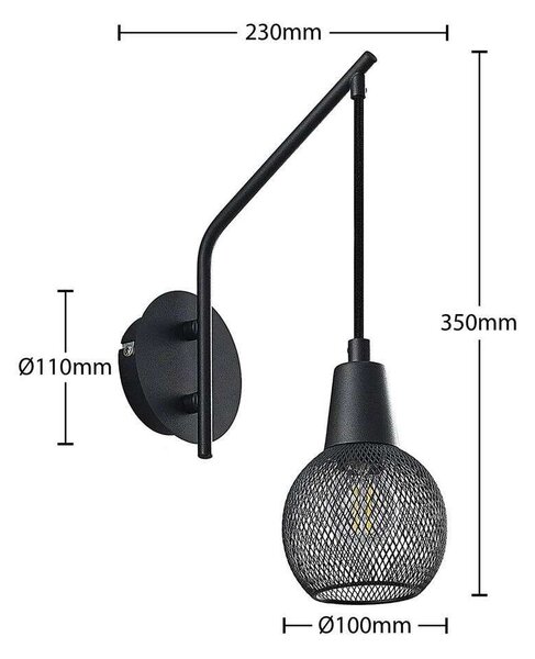 Lindby - Zerda Lampa Ścienna Black