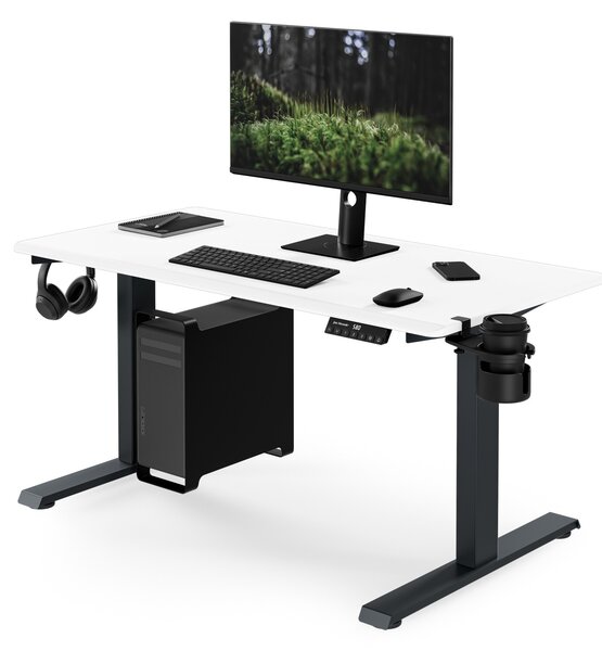 Biurko elektryczne z regulacją wysokości ergonomiczne antracytowo-białe, 1200x600 mm: ARIA