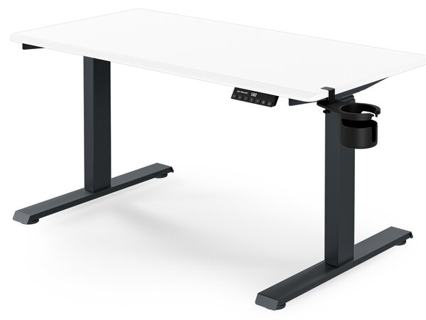 Biurko elektryczne z regulacją wysokości ergonomiczne antracytowo-białe, 1200x600 mm: ARIA