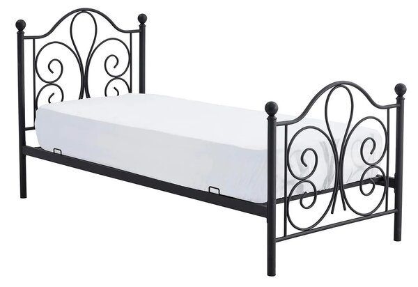 Czarne rustykalne łóżko 90x200 cm T0-F95