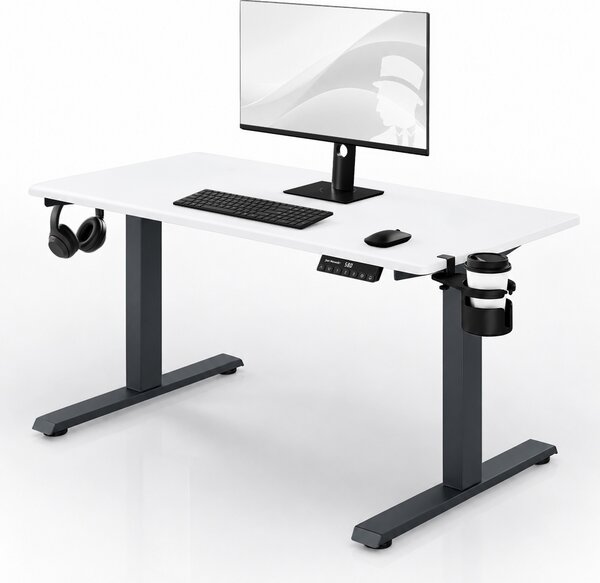 Biurko elektryczne z regulacją wysokości ergonomiczne antracytowo-białe, 1200x600 mm: ARIA
