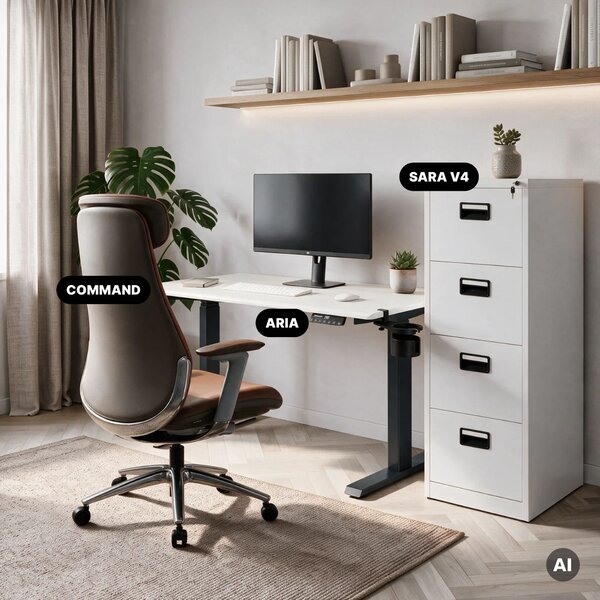 Biurko elektryczne z regulacją wysokości ergonomiczne antracytowo-białe, 1200x600 mm: ARIA