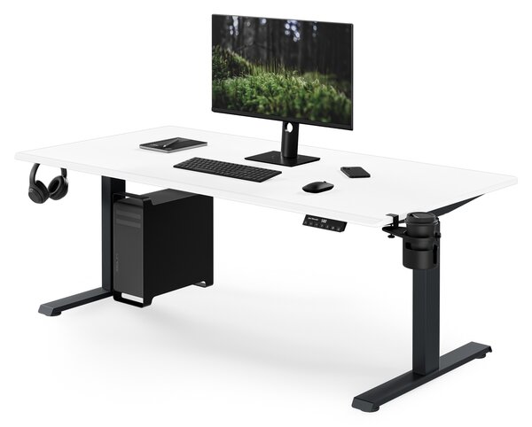 Biurko elektryczne z regulacją wysokości ergonomiczne antracytowo-białe, 1600x800 mm: ARIA
