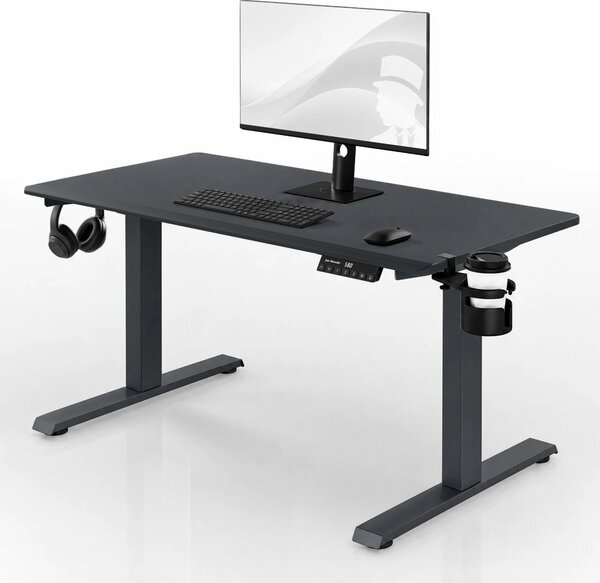 Biurko elektryczne z regulacją wysokości ergonomiczne antracytowe,1200x600 mm: ARIA