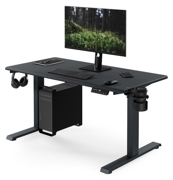 Biurko elektryczne z regulacją wysokości ergonomiczne antracytowe,1200x600 mm: ARIA