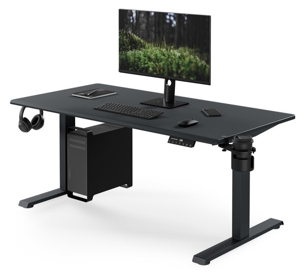 Biurko elektryczne z regulacją wysokości ergonomiczne antracytowe,1400x700 mm: ARIA