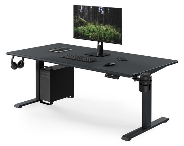 Biurko elektryczne z regulacją wysokości ergonomiczne antracytowe,1600x800 mm: ARIA