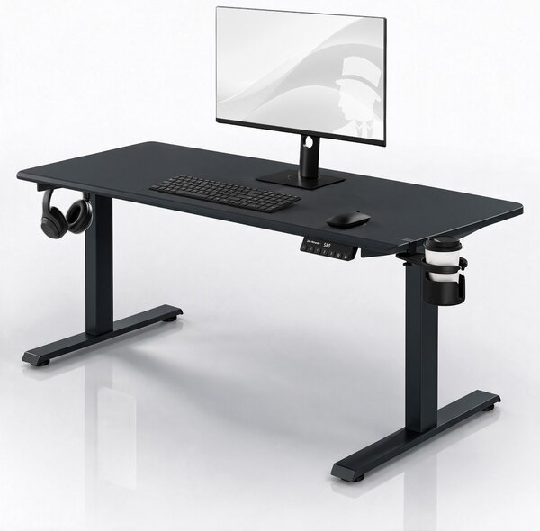 Biurko elektryczne z regulacją wysokości ergonomiczne antracytowe,1600x800 mm: ARIA