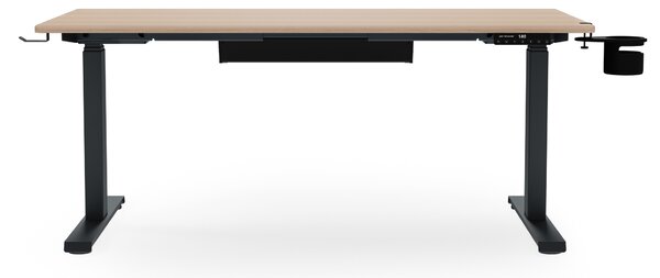 Biurko elektryczne z regulacją wysokości ergonomiczne antracytowe/dąb sonoma,1400x700 mm: ARIA