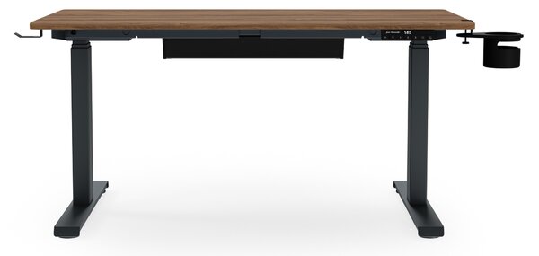 Biurko elektryczne z regulacją wysokości ergonomiczne antracytowe/orzech,1200x600 mm: ARIA