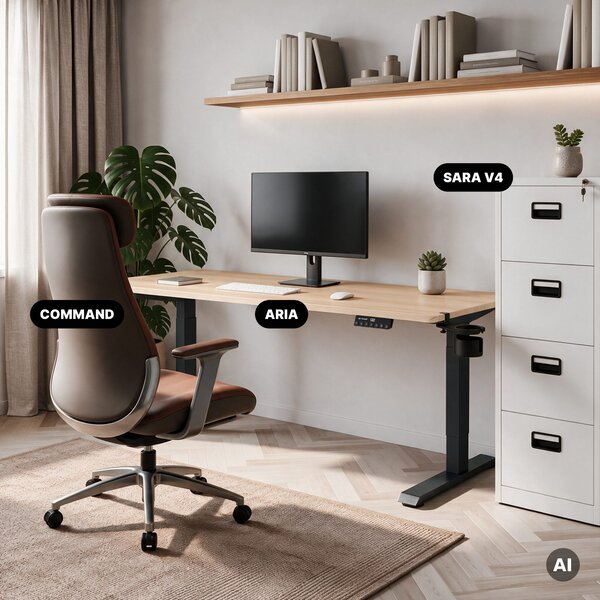 Biurko elektryczne z regulacją wysokości ergonomiczne antracytowe/dąb sonoma,1600x800 mm: ARIA