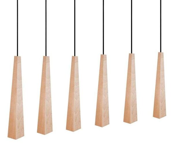 Envostar - Wooden Square Cones 6 Lampa Wisząca Wood/Black