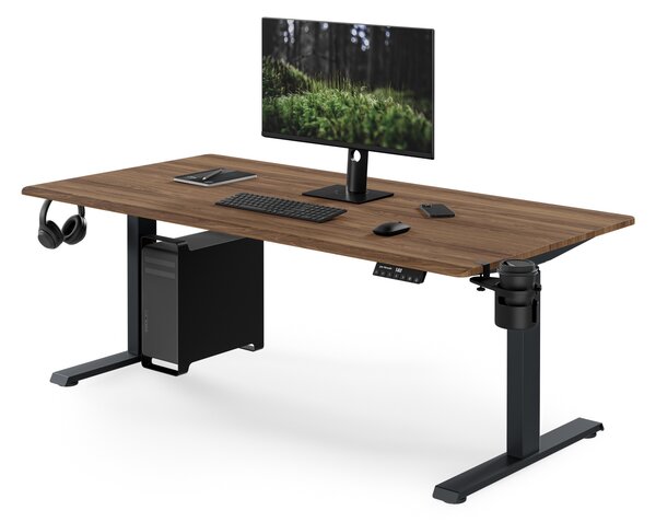 Biurko elektryczne z regulacją wysokości ergonomiczne antracytowe/orzech,1600x800 mm: ARIA
