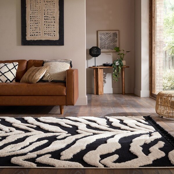 Czarno-biały dywan 133x190 cm Esra Zebra – Flair Rugs