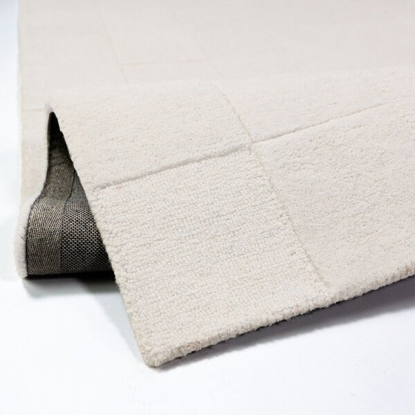 Wełniany chodnik tkany ręcznie w kolorze kości słoniowej 60x230 cm Checkerboard – Flair Rugs