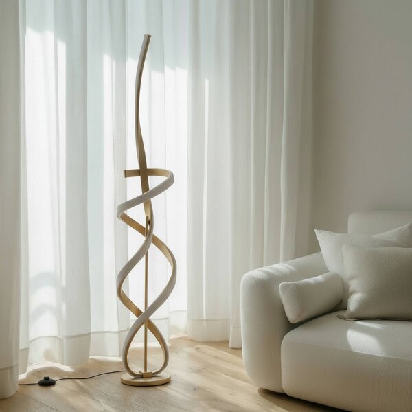 ONLI Lampa stojąca LED Kira, mosiężny / złoty, salon / jadalnia, aluminium, nowoczesny