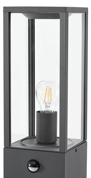 Lindby Słupek oświetleniowy Peldar, antracyt/przezroczysta, 80 cm, czujnik Peldar Lindby, możliwość ściemniania, czarny, aluminium, nowoczesny