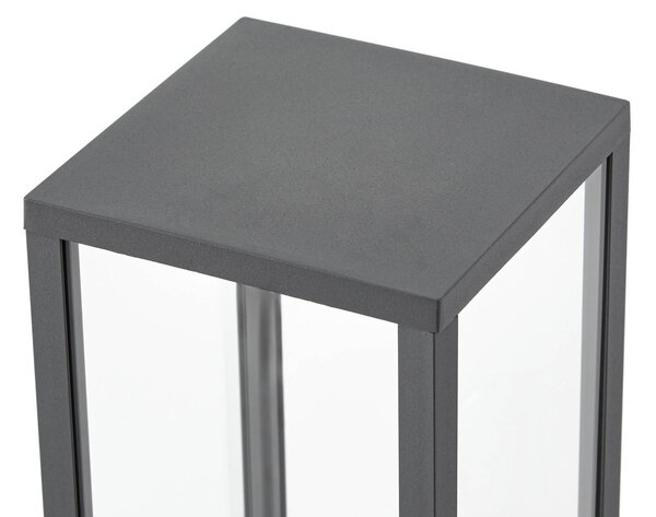 Lindby Słupek oświetleniowy Peldar, antracyt/przezroczysta, 80 cm, czujnik Peldar Lindby, możliwość ściemniania, czarny, aluminium, nowoczesny