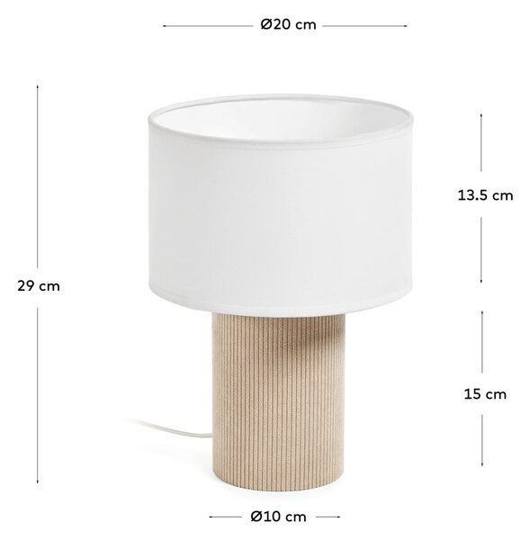 Biało-beżowa lampa stołowa z tekstylnym kloszem (wysokość 29 cm) Bianella – Kave Home