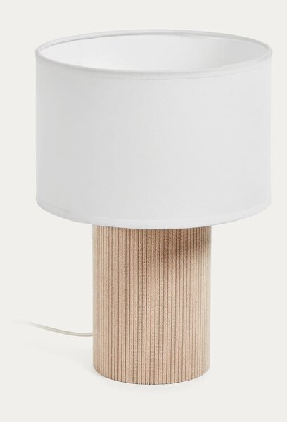 Biało-beżowa lampa stołowa z tekstylnym kloszem (wysokość 29 cm) Bianella – Kave Home