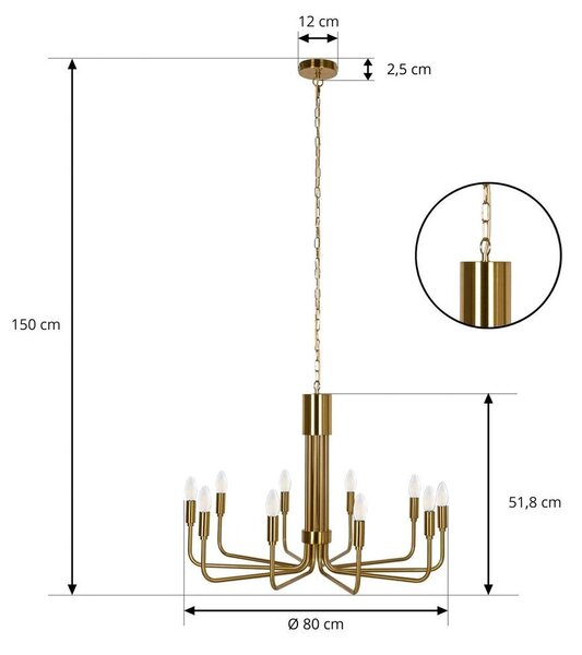 Lindby - Elanova 10 Żyrandol Brass