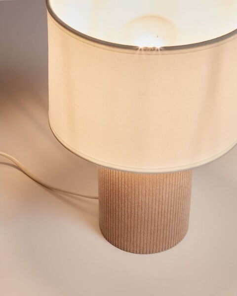 Biało-beżowa lampa stołowa z tekstylnym kloszem (wysokość 29 cm) Bianella – Kave Home