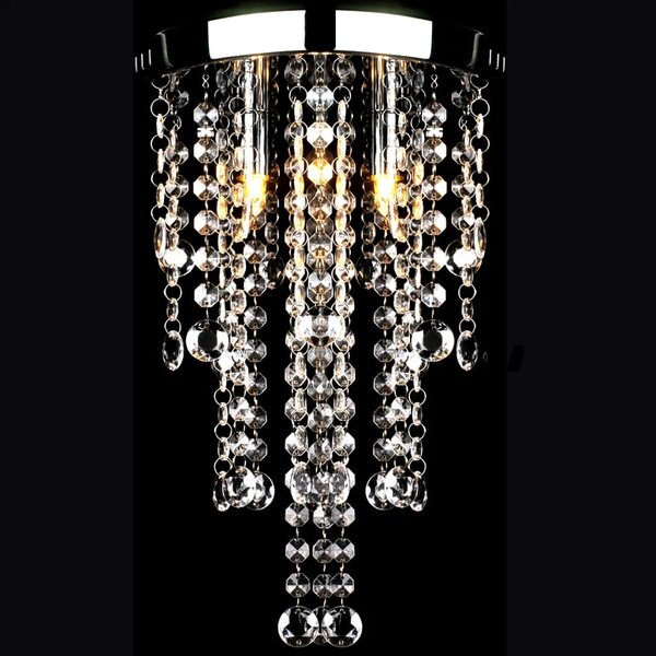 Lampa sufitowa z kryształami, biała, metalowa