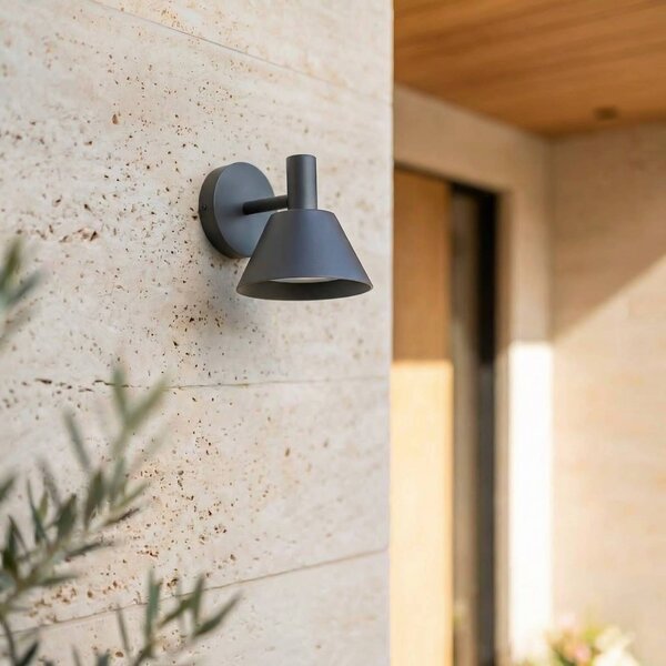 Kinkiet zewnętrzny LED Tabena Lucande, czarny, aluminium, nowoczesny
