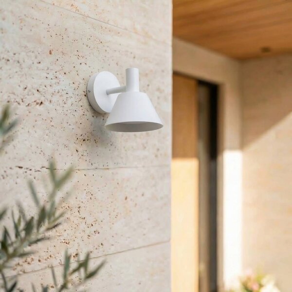 Kinkiet zewnętrzny LED Tabena Lucande, biały / opal, aluminium, nowoczesny