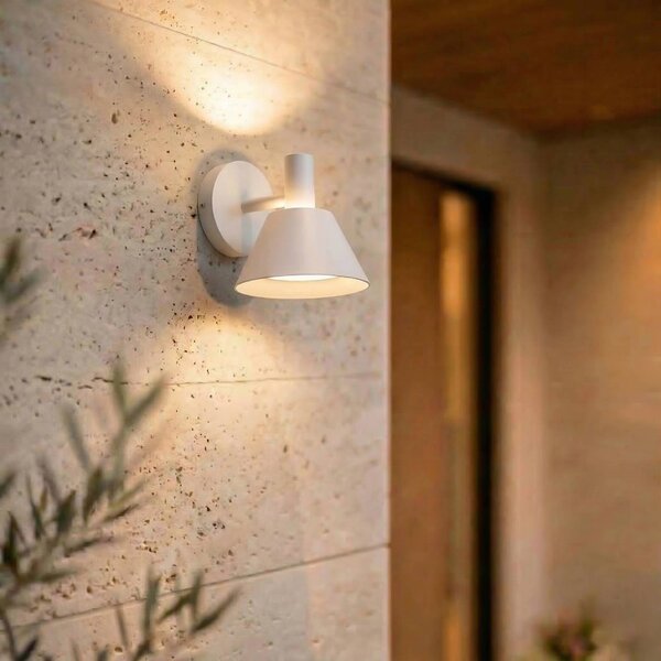 Kinkiet zewnętrzny LED Tabena Lucande, biały / opal, aluminium, nowoczesny