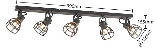 Lindby - Flintos 5 Lampa Sufitowa Black