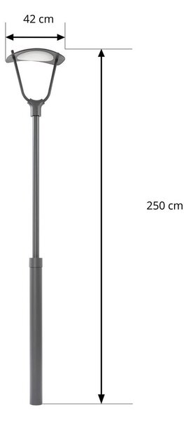 Lucande Lampa zewnętrzna LED Tarasu, szara, 250 cm, aluminium, IP65 Tarasu, aluminiowy / szary / cynkowy, aluminium, nowoczesny