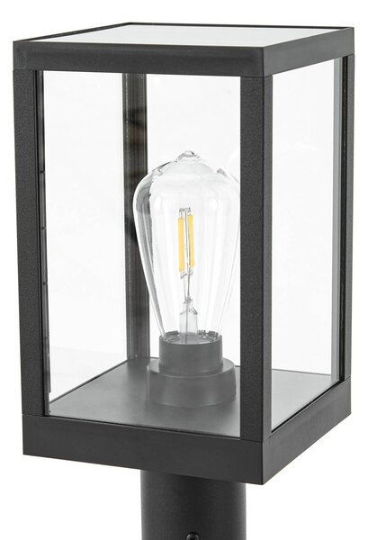Lindby słupek oświetleniowy LED Relto, czujnik, szpikulec do ziemi, 50 cm Relto, czarny, stal szlachetna, nowoczesny