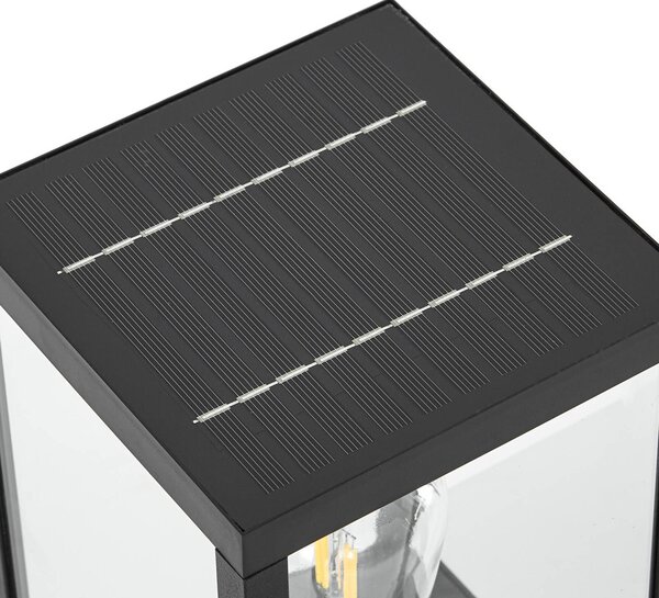 Lindby słupek oświetleniowy LED Relto, czujnik, szpikulec do ziemi, 50 cm Relto, czarny, stal szlachetna, nowoczesny