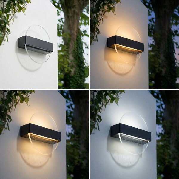 Kinkiet zewnętrzny LED Narkelo Lucande, możliwość ściemniania, czarny, szkło, design
