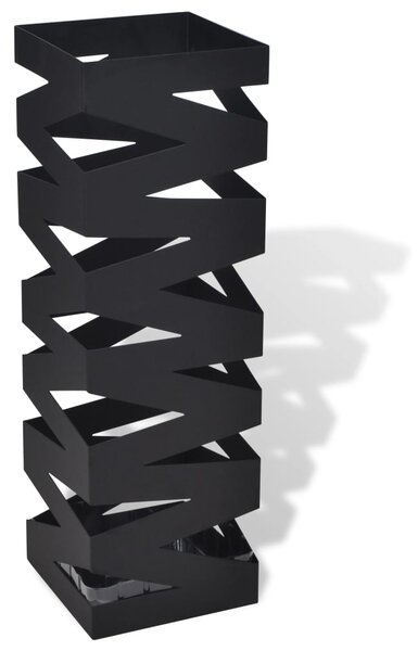 Kwadratowy stojak na parasole i laski, czarny, stalowy, 48,5 cm