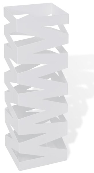 Kwadratowy stojak na parasole i laski, biały, stalowy, 48,5 cm