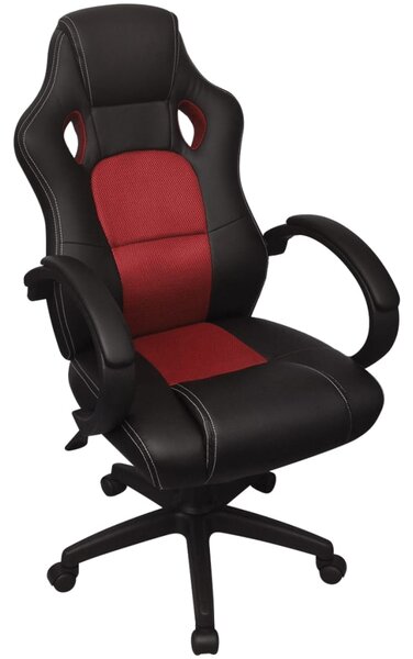 Krzesło biurowe w stylu sportowym ze sztucznej skóry czerwone