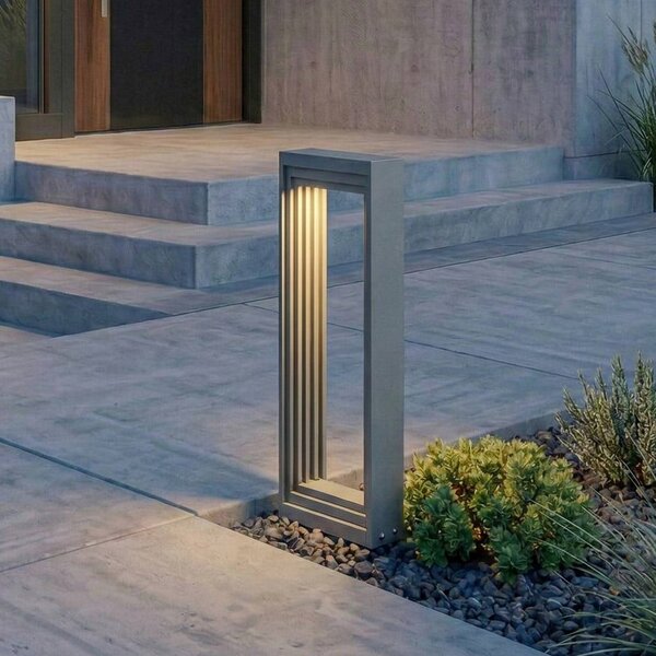 Lampa ogrodowa stojąca Ashkan Lucande, aluminiowy / szary / cynkowy, metal, nowoczesny