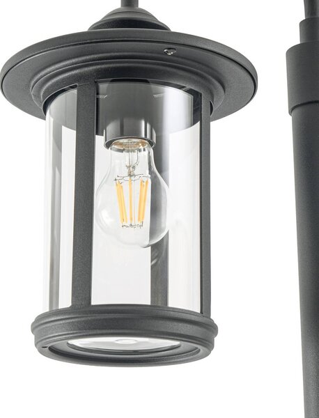Lampa zewnętrzna Lindby Zayn, czarna, 1-punktowa, wysokość 220 cm, IP65 Zayn Lindby, możliwość ściemniania, czarny, aluminium, antyczny