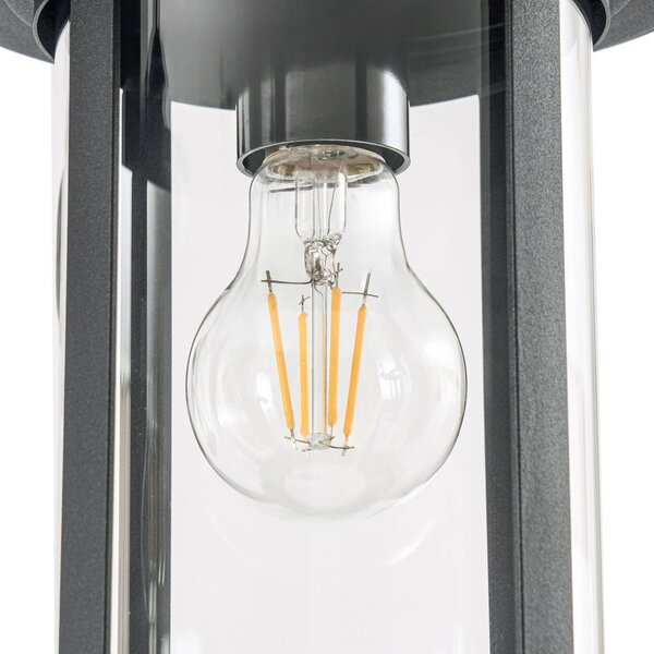 Lampa zewnętrzna Lindby Zayn, czarna, 1-punktowa, wysokość 220 cm, IP65 Zayn Lindby, możliwość ściemniania, czarny, aluminium, antyczny