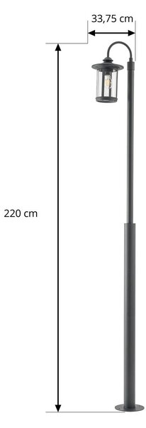 Lampa zewnętrzna Lindby Zayn, czarna, 1-punktowa, wysokość 220 cm, IP65 Zayn Lindby, możliwość ściemniania, czarny, aluminium, antyczny
