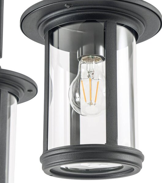 Lampa zewnętrzna Lindby Zayn, czarna, 3-punktowa, wysokość 220 cm, IP65 Zayn Lindby, możliwość ściemniania, czarny, aluminium, antyczny