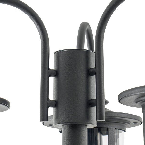Lampa zewnętrzna Lindby Zayn, czarna, 3-punktowa, wysokość 220 cm, IP65 Zayn Lindby, możliwość ściemniania, czarny, aluminium, antyczny