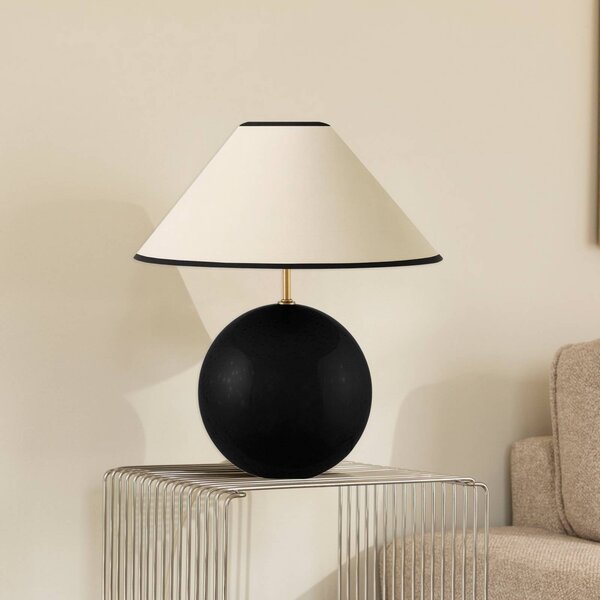 Globen Lighting Lampa stołowa IRIS, kremowy / amber, salon / jadalnia, tkanina / materiał / jedwab, vintage