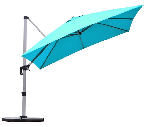 Parasol z podstawą krzyżową i aluminiowym słupkiem 300 x 300 x 261 cm niebieski